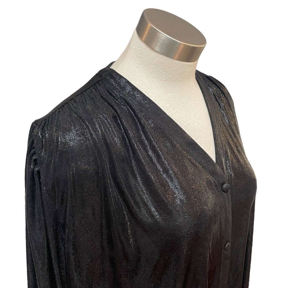 NWT Smash + Tess Shirt Superstar Button Down Metallic Black Sz. M - Picture 5 of 13